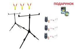 Набір род-под + сигналізатори 3 шт + свінгери на ланцюжку 3 шт + рогачі 3 шт