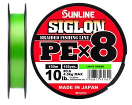 Риболовний шнур Sunline Siglon PE X8 — 150 м, #1.2, 0,187 мм, 20 lb / 9,2 кг