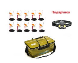Комплект для зимової риболовлі — жерлиці з гальмом на щуку (10 шт) + EVA-сумка