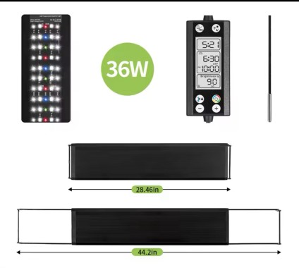 Fullgain Світлодіодна лампа для акваріума Fullgain FG178, 26 Вт, 60-75 см, ідеальне світло для рослин - Зображення 2