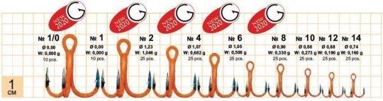 Gurza Трійники Gurza Round Treble Hook ST-36 UV Orange №6, 25 шт - Зображення 2